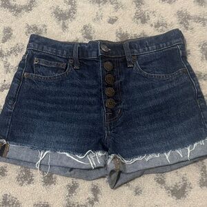 Gap Denim Women's Dark Blue High-Rise Button-Front Denim Shorts